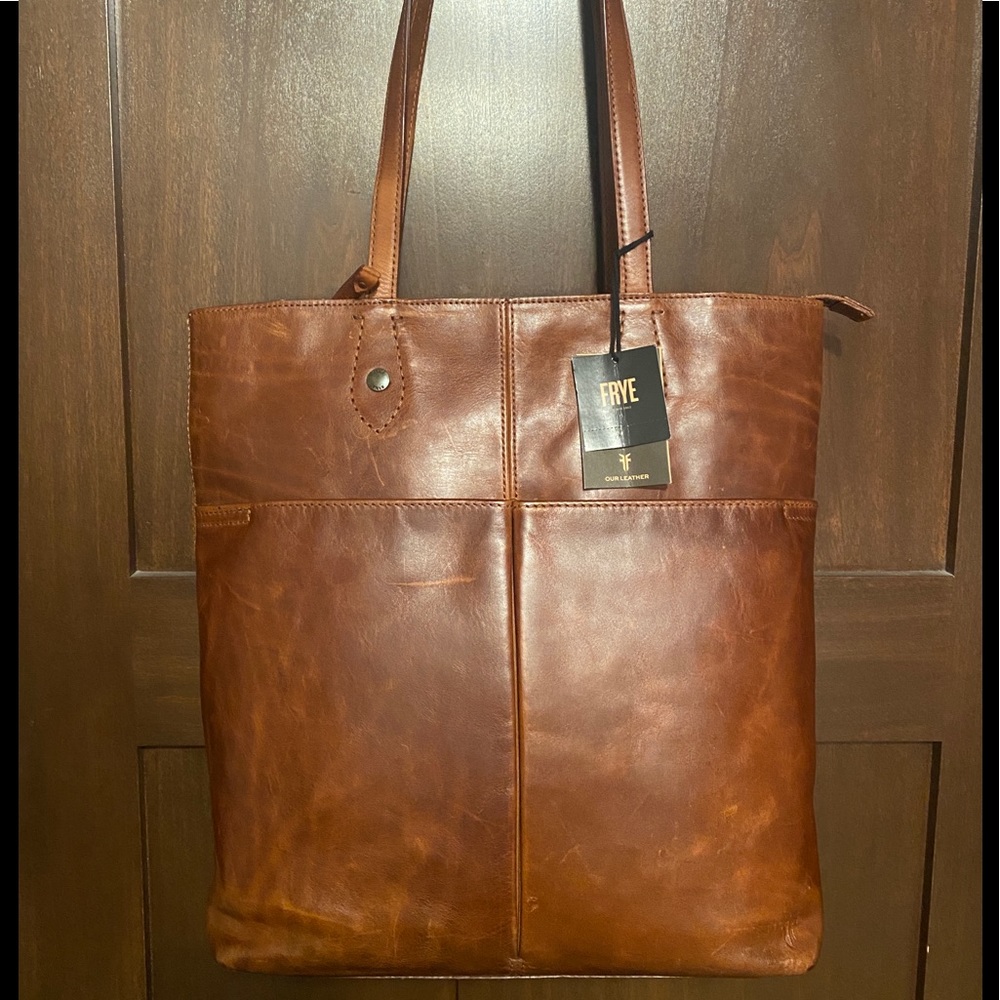NEW~FRYE Melissa Simple Tote~Cognac Retail $348